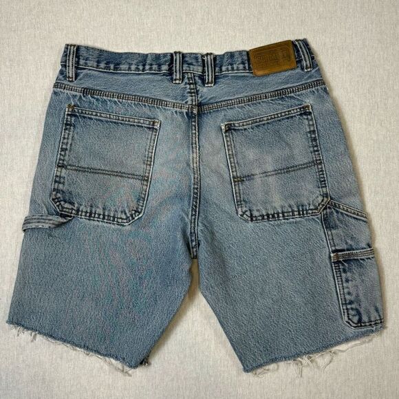 Vintage Y2K Cut Off Carpenter Denim Shorts CE Schmidt Workwear Jean Shorts 34X34 - Picture 5 of 10